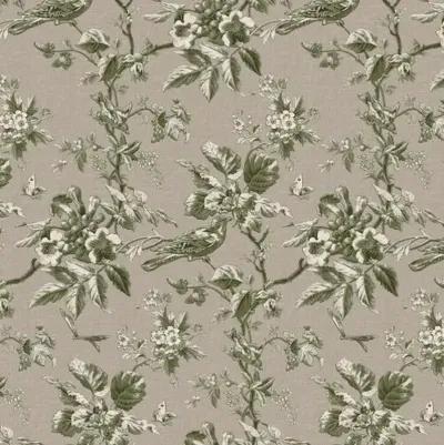 June Ottoman - Michigan Bird Toile - Green