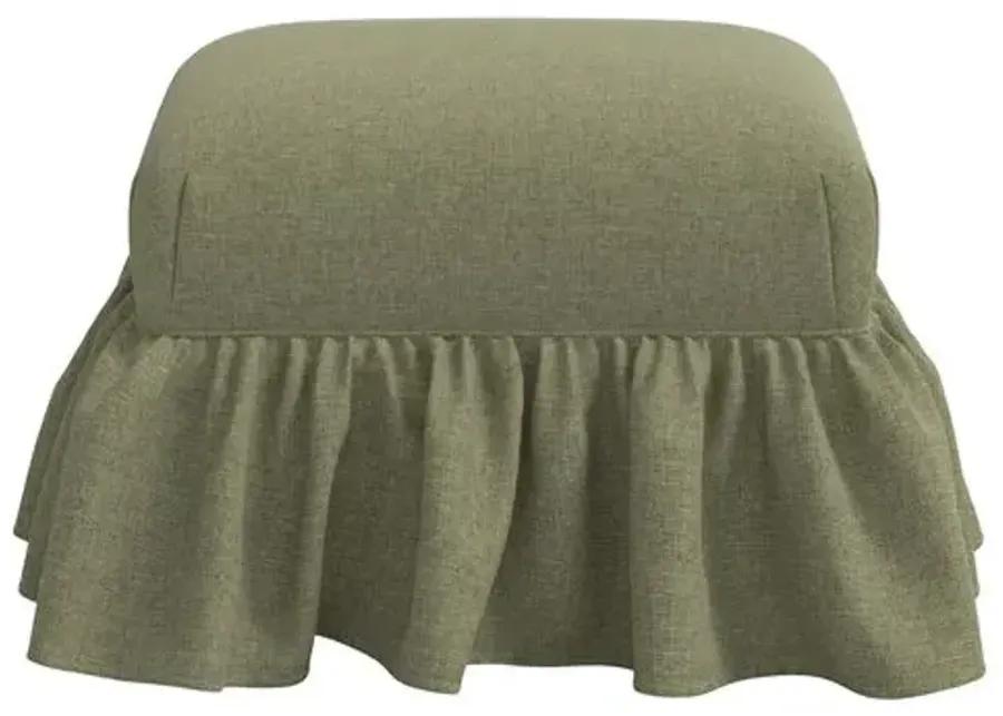 June Ottoman - Linen - Green