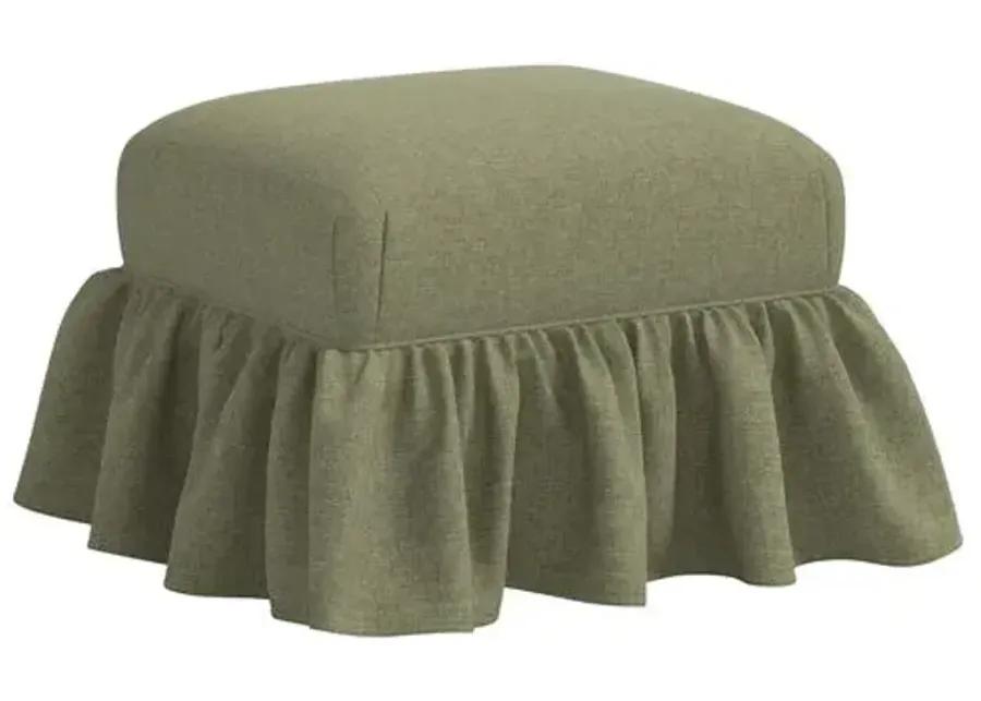 June Ottoman - Linen - Green