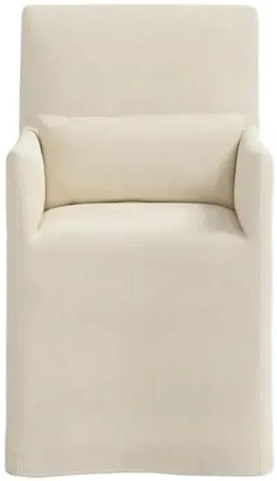 Lindy Slipcover Dining Arm Chair - Linen - Ivory