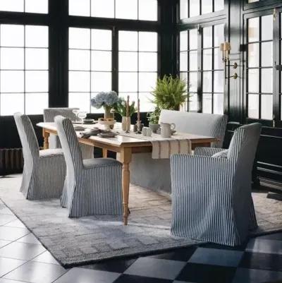 Lindy Slipcover Dining Banquette - Jane Stripe - Gray