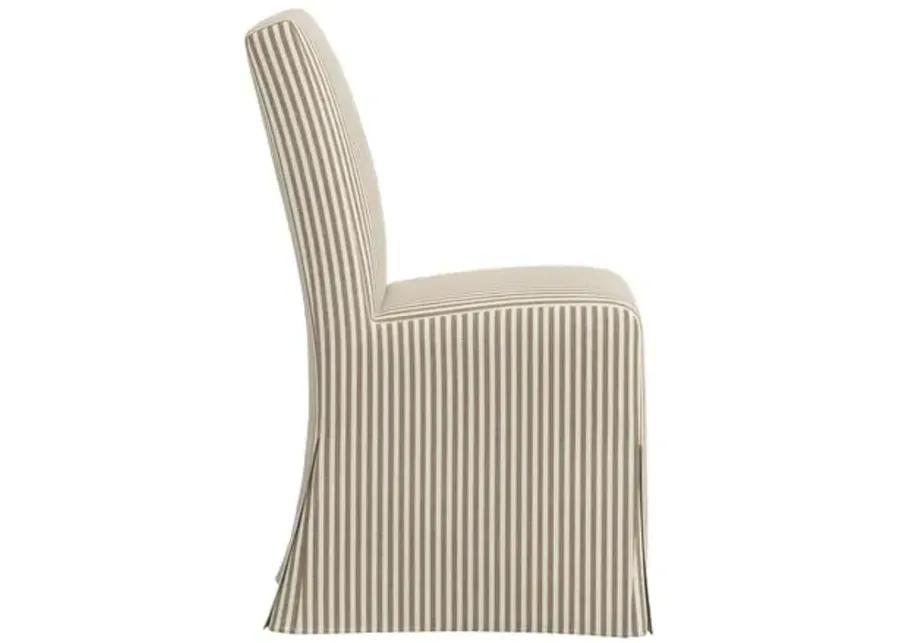 Lindy Slipcover Dining Chair - Jane Stripe - Brown