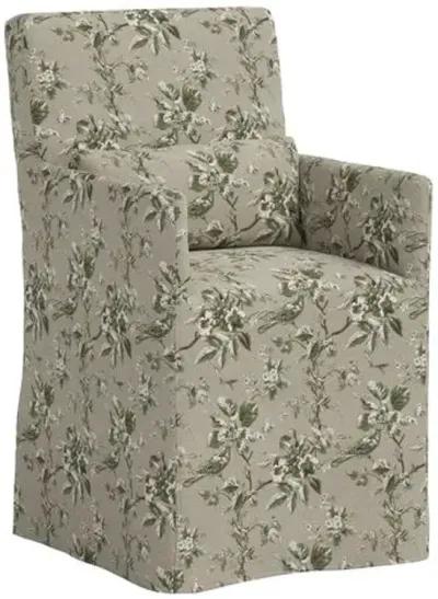 Lindy Slipcover Dining Arm Chair - Michigan Bird Toile - Green