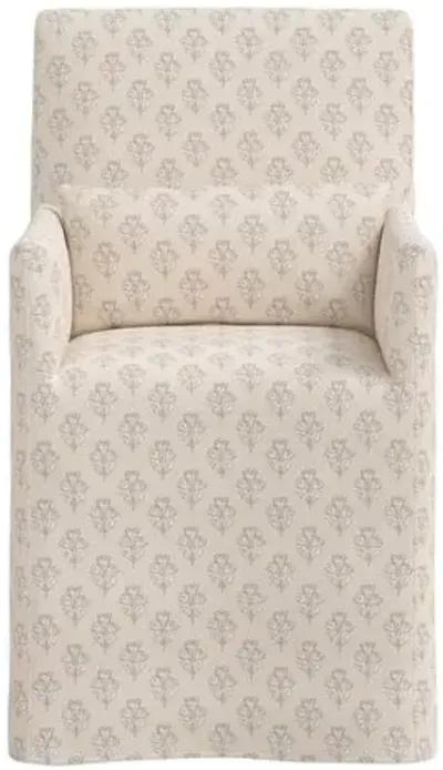 Lindy Slipcover Dining Arm Chair - Francie - Ivory