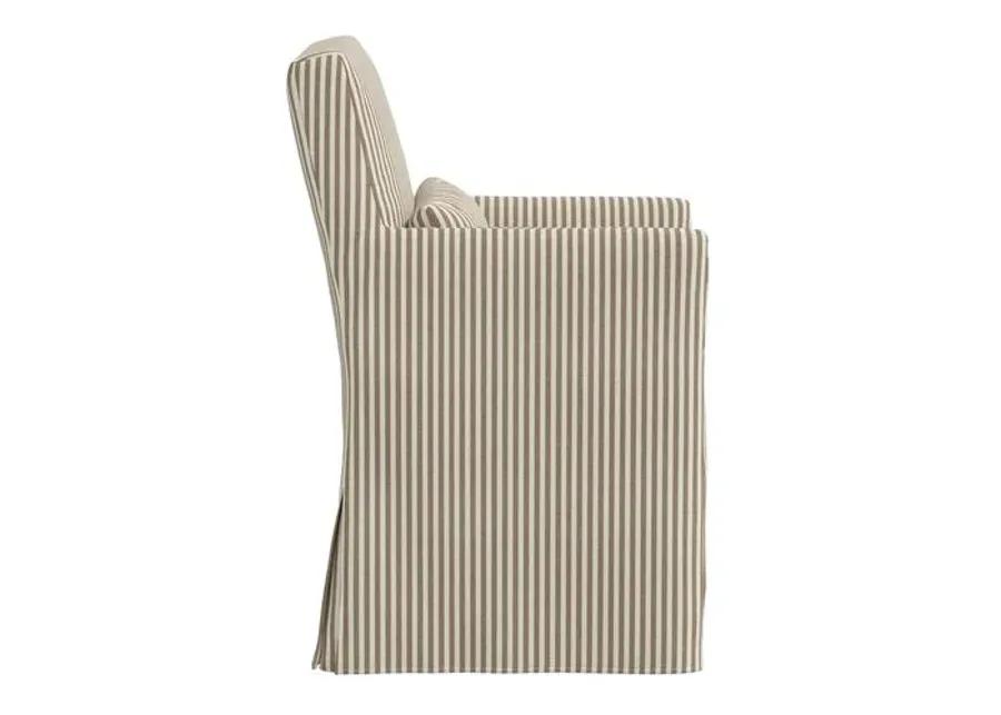 Lindy Slipcover Dining Arm Chair - Jane Stripe - Brown