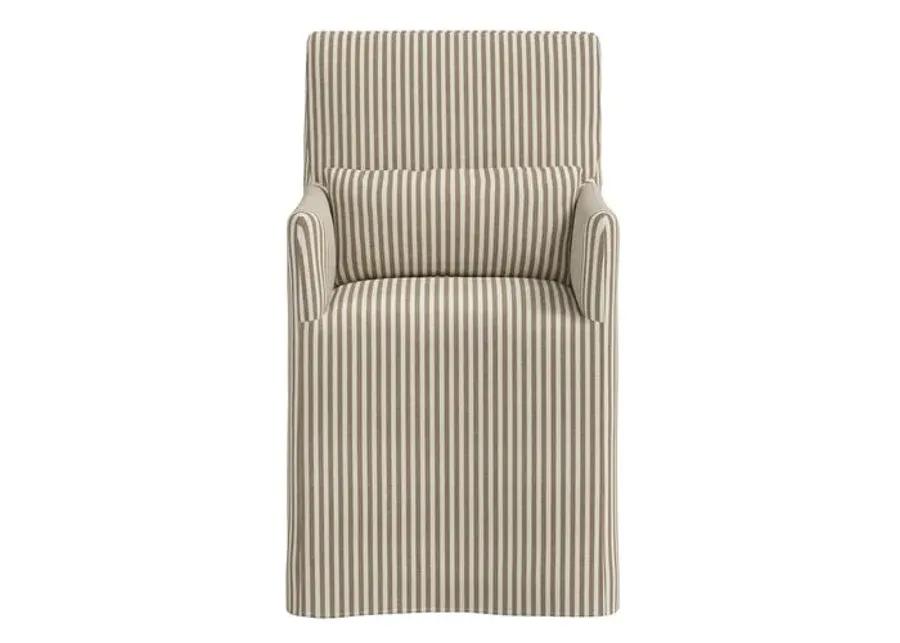 Lindy Slipcover Dining Arm Chair - Jane Stripe - Brown