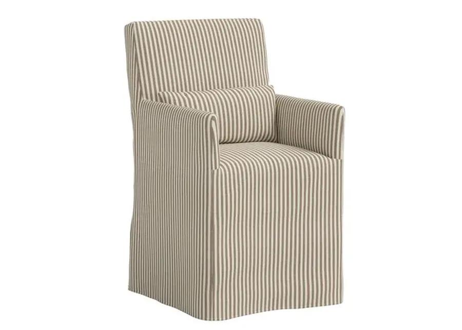 Lindy Slipcover Dining Arm Chair - Jane Stripe - Brown