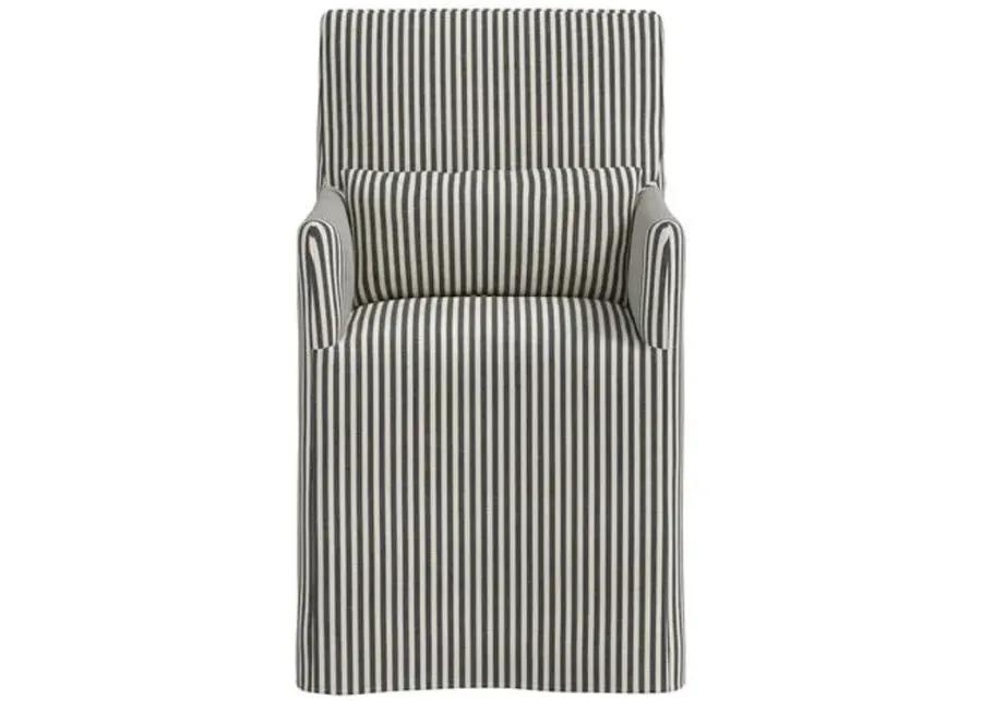 Lindy Slipcover Dining Arm Chair - Jane Stripe - Gray