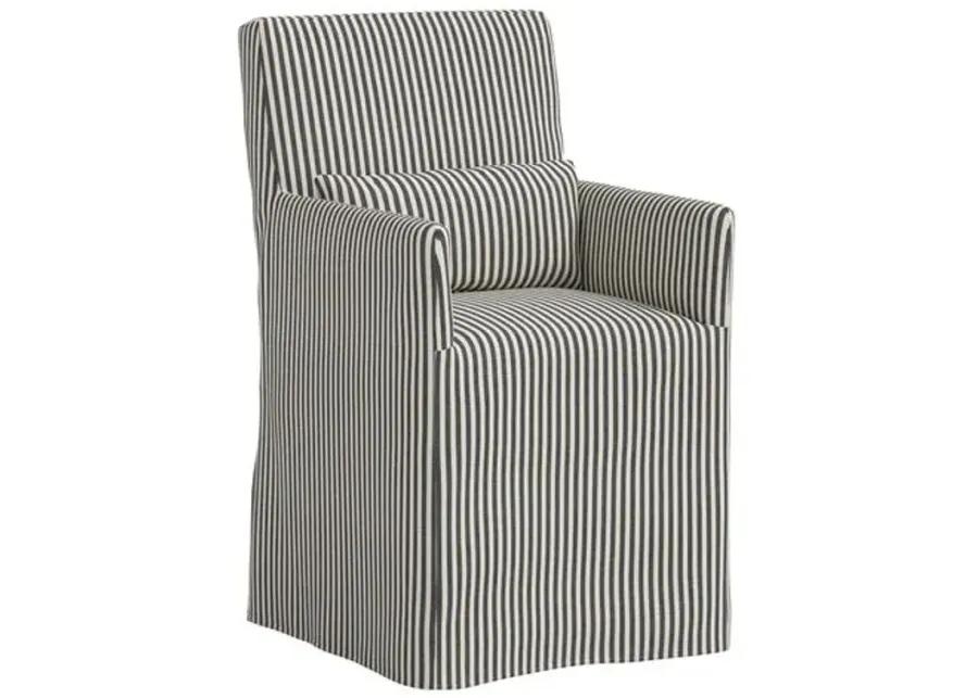 Lindy Slipcover Dining Arm Chair - Jane Stripe - Gray