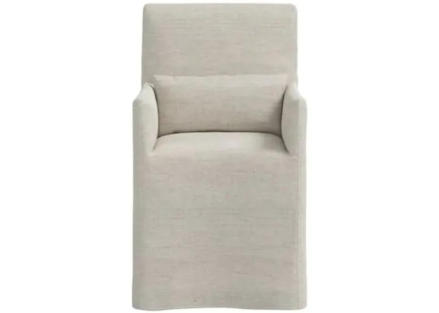 Lindy Slipcover Dining Arm Chair - Linen - Gray