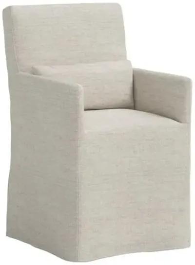 Lindy Slipcover Dining Arm Chair - Linen - Gray