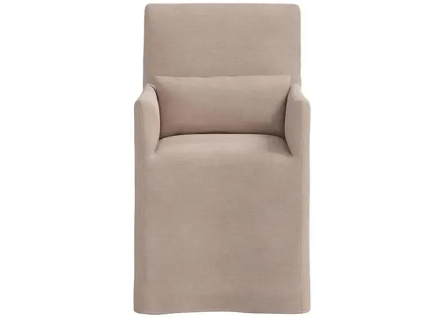 Lindy Slipcover Dining Arm Chair - Linen - Gray