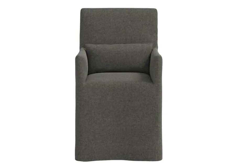 Lindy Slipcover Dining Arm Chair - Linen - Gray