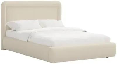 Marisa Platform Bed - Linen - Ivory, Upholstered, Comfortable & Durable