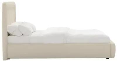 Marisa Platform Bed - Linen - Ivory, Upholstered, Comfortable & Durable