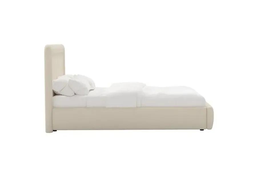 Marisa Platform Bed - Linen - Ivory, Upholstered, Comfortable & Durable