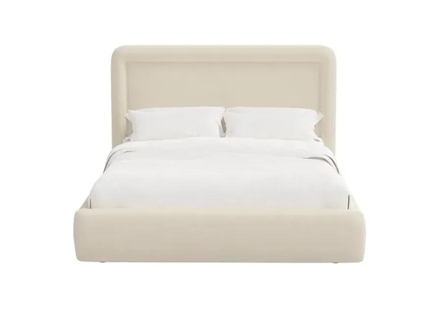 Marisa Platform Bed - Linen - Ivory, Upholstered, Comfortable & Durable