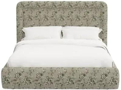 Marisa Platform Bed - Michigan Bird Toile - Green, Upholstered, Comfortable & Durable