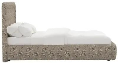 Marisa Platform Bed - Michigan Bird Toile - Beige, Upholstered, Comfortable & Durable