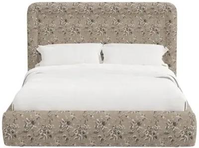 Marisa Platform Bed - Michigan Bird Toile - Beige, Upholstered, Comfortable & Durable