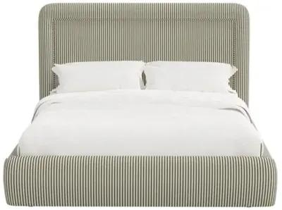 Marisa Platform Bed - Jane Stripe - Green, Upholstered, Comfortable & Durable