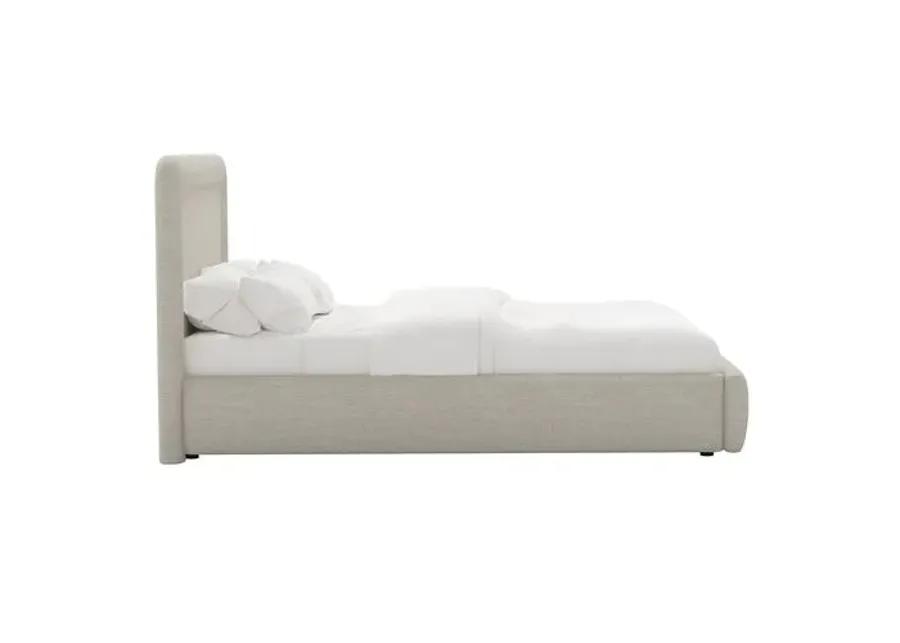 Marisa Platform Bed - Linen - Gray, Upholstered, Comfortable & Durable