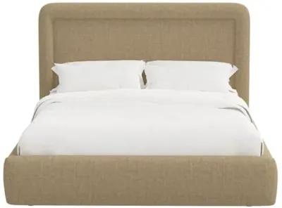 Marisa Platform Bed - Linen - Brown, Upholstered, Comfortable & Durable