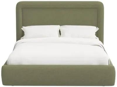 Marisa Platform Bed - Linen - Green, Upholstered, Comfortable & Durable