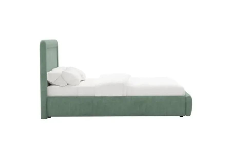 Marisa Platform Bed - Velvet - Green, Upholstered, Comfortable & Durable