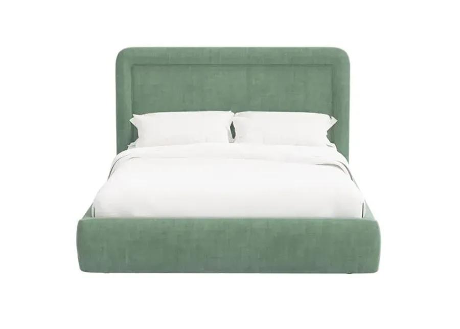 Marisa Platform Bed - Velvet - Green, Upholstered, Comfortable & Durable