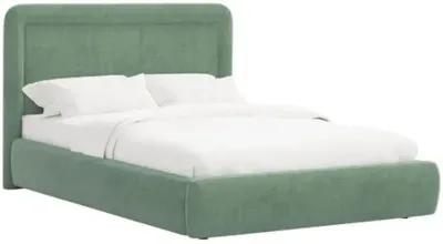 Marisa Platform Bed - Velvet - Green, Upholstered, Comfortable & Durable