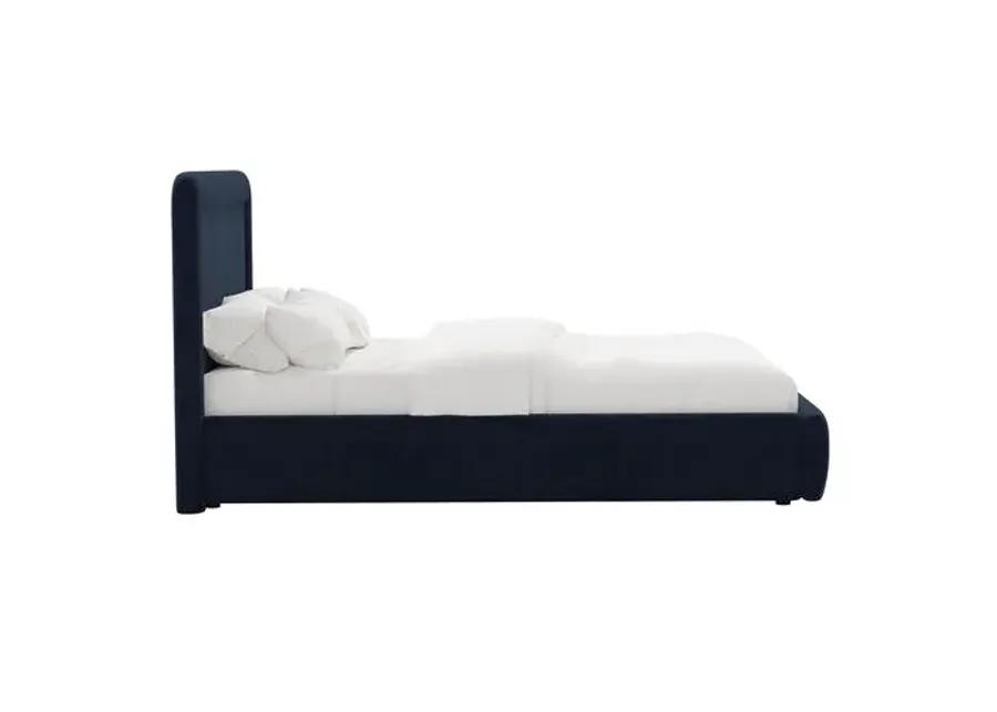 Marisa Platform Bed - Velvet - Blue, Upholstered, Comfortable & Durable