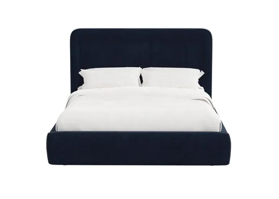 Marisa Platform Bed - Velvet - Blue, Upholstered, Comfortable & Durable