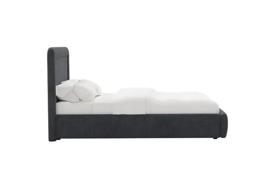 Marisa Platform Bed - Velvet - Gray, Upholstered, Comfortable & Durable