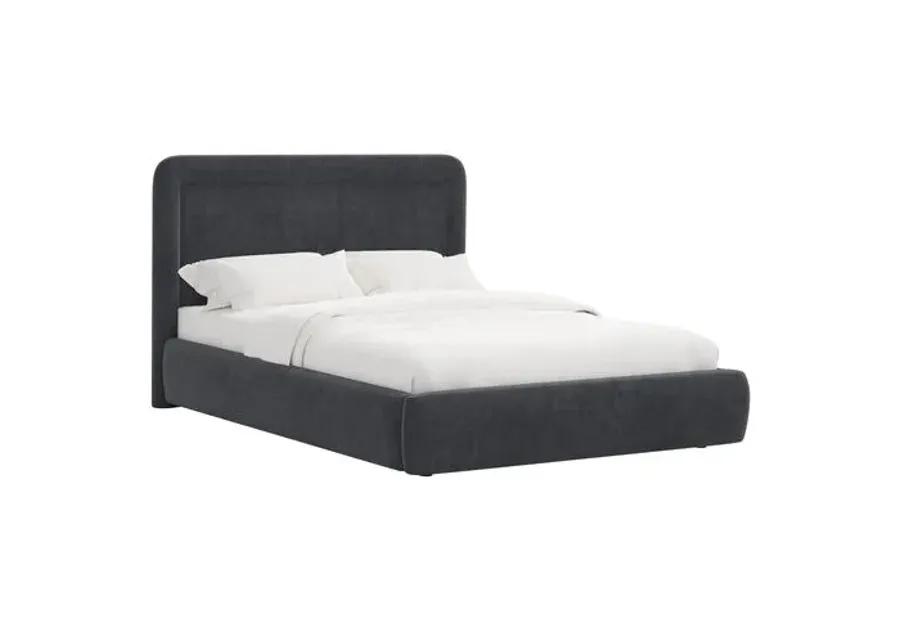 Marisa Platform Bed - Velvet - Gray, Upholstered, Comfortable & Durable