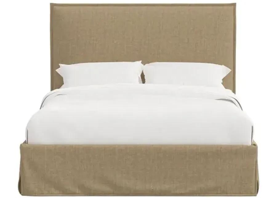 Maura Slipcover Bed - Linen - Brown