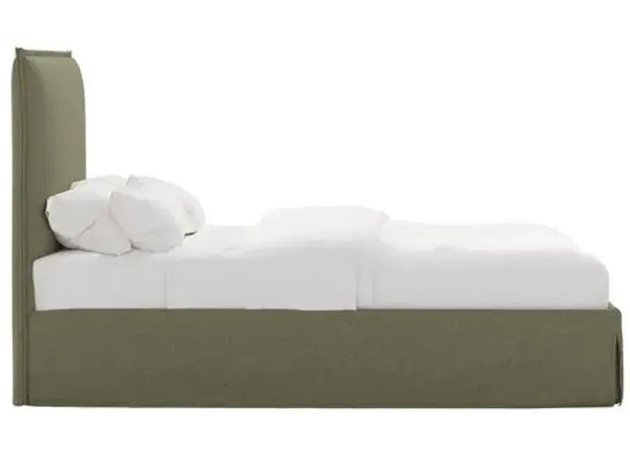 Maura Slipcover Bed - Linen - Green