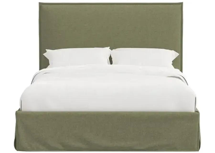 Maura Slipcover Bed - Linen - Green