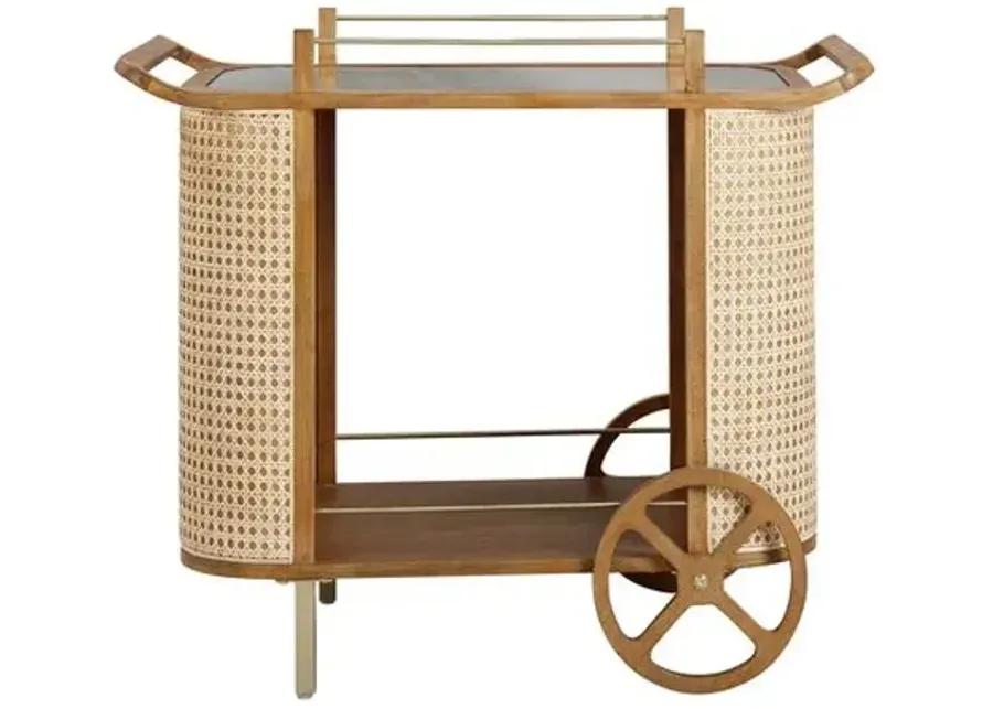 Emmett Rattan Bar Cart - Natural - Brown