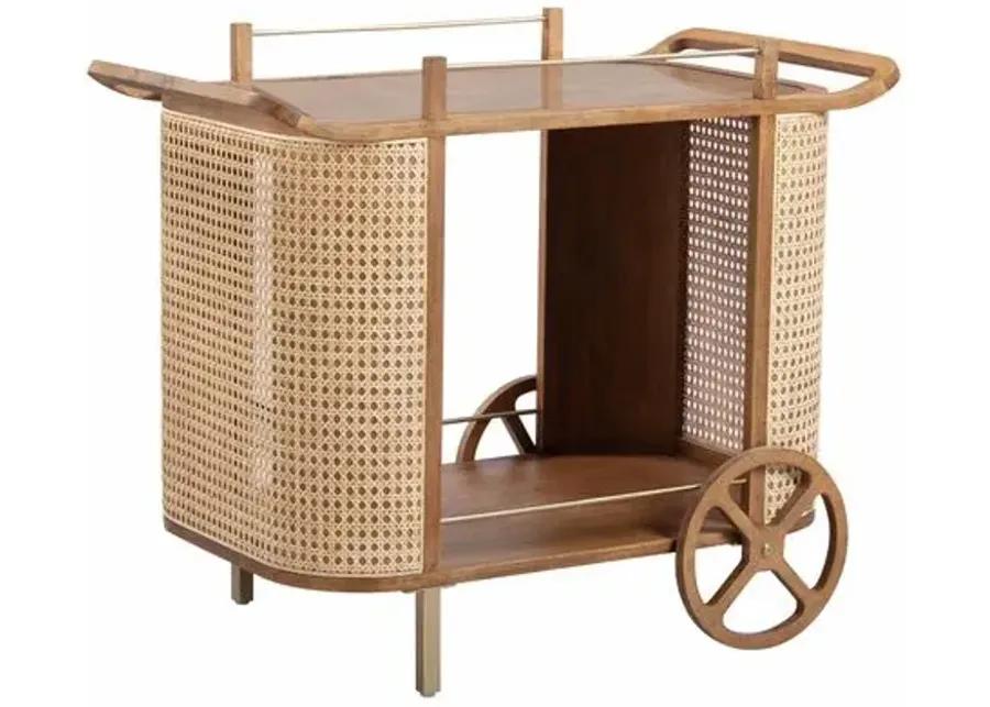 Emmett Rattan Bar Cart - Natural - Brown