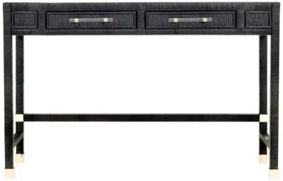 Valentino Rattan 2-Drawer Desk - Black