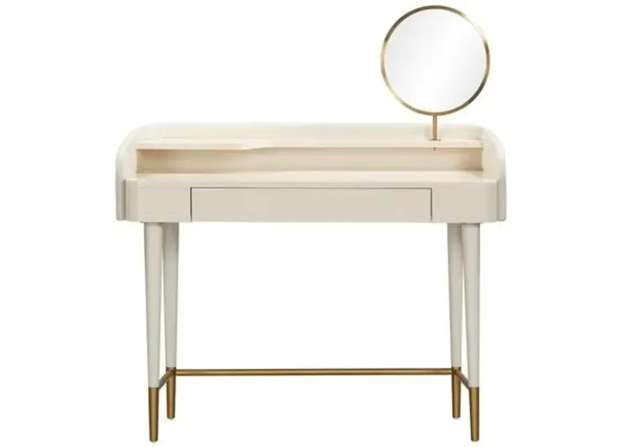 Remi Vegan Leather Wrapped Vanity Desk - White