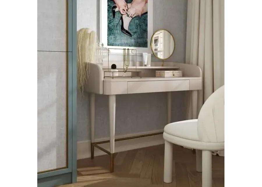 Remi Vegan Leather Wrapped Vanity Desk - Beige