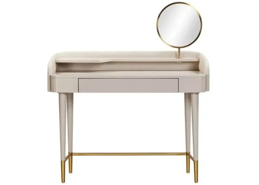 Remi Vegan Leather Wrapped Vanity Desk - Beige