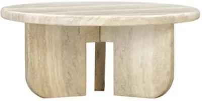 Ella Round Indoor/Outdoor Concrete Coffee Table - Natural - Beige