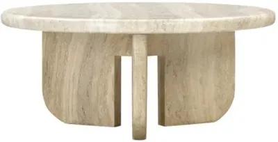 Ella Round Indoor/Outdoor Concrete Coffee Table - Natural - Beige