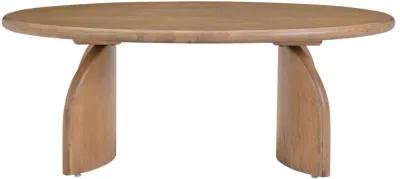 Elijah Wooden Oval Coffee Table - Cognac - Brown