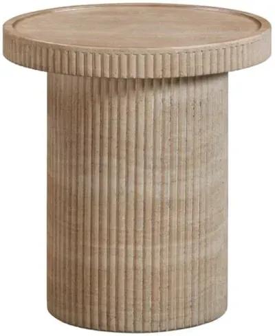 Easton Fluted Indoor/Outdoor Side Table - Beige