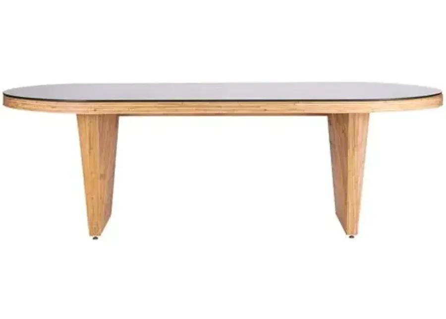 Layla Rattan Oval Dining Table - Natural