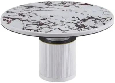 Cora Round Dining Table - White Marble - Handcrafted